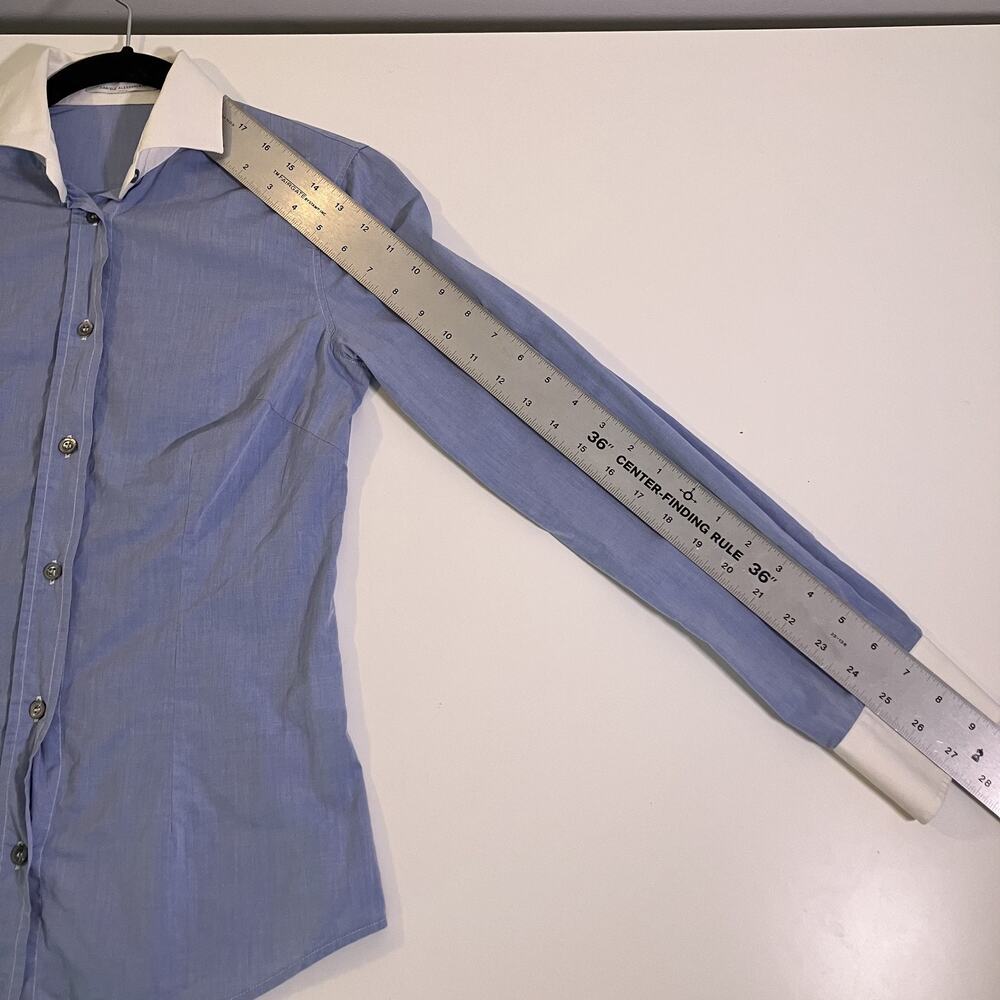 Daniele Alessandrini Shirt Womens 42 Contrast Collar Cuffs‎ Made in Italy Dressy - Picture 8 of 16